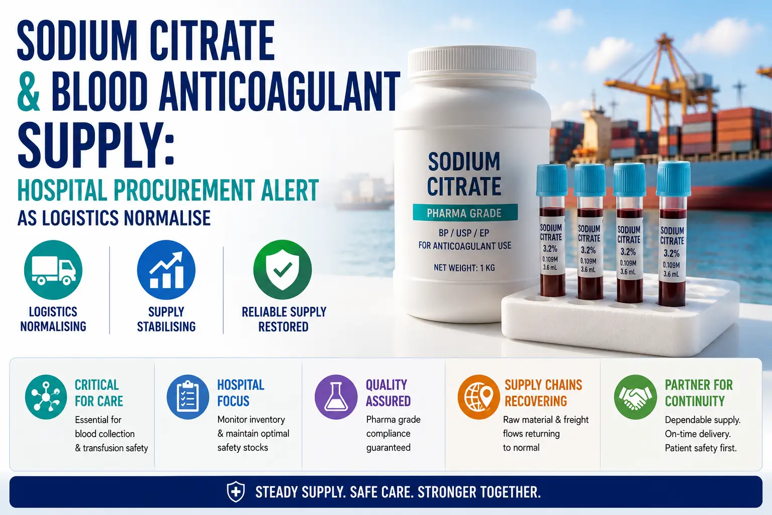 Sodium Citrate and Blood Anticoagulant Supply: Hospital Procurement Alert as Logistics Normalise