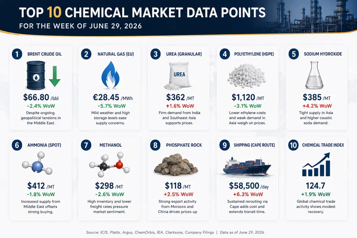 Top 10 Chemical Market Data Points for the Week of June 29, 2026